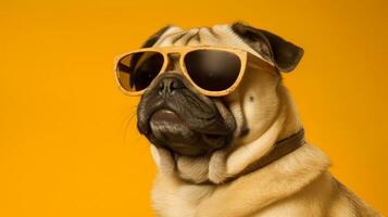generativ ai, cool Eckzahn Hund anziehen Sonnenbrille foto