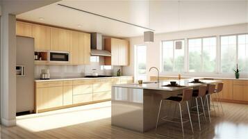 generativ ai, minimalistisch Küche sauber und funktional Design foto