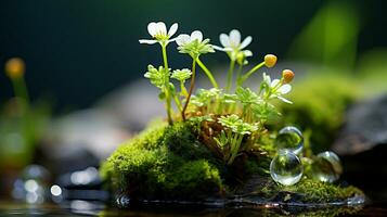 generativ ai, der Natur Tapisserie ein zart Wildblume Wiese enthüllt foto