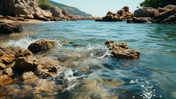 generativ ai, still Ufer Umarmen Strand Gelassenheit foto