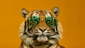 generativ ai, cool Tiger ein majestätisch katzenartig im stilvoll Schatten foto