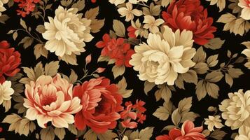 Jahrgang Blumen- Muster Erfassen das Wesen von zeitlos Schönheit. generativ ai foto