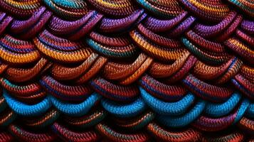 gewebte Fäden von Farben im faszinierend Textur. generativ ai foto