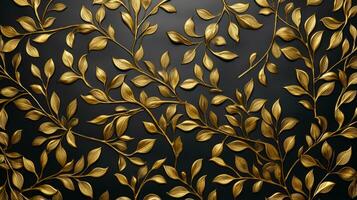 detailliert Gold Blatt Muster mit künstlerisch Eleganz. generativ ai foto