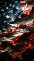 Herz geformt Tribut USA Flagge kreativ verkörpert das Geist von Unabhängigkeit Tag Vertikale Handy, Mobiltelefon Hintergrund ai generiert foto