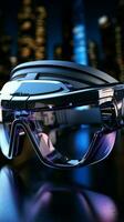 virtuell Horizont arvr Brille einstellen gegen ein Technik Vertikale Handy, Mobiltelefon Hintergrund ai generiert foto