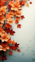 anmutig Herbst Rahmen Ahorn Blätter sanft treiben Vertikale Handy, Mobiltelefon Hintergrund ai generiert foto