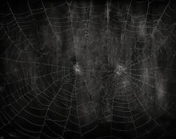 Spinne Netz auf Grunge schwarz Hintergrund, Halloween Konzept. ai generiert. foto