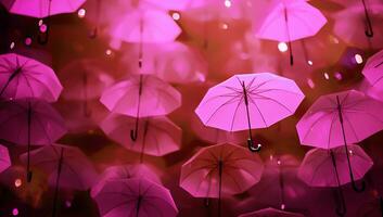 Hintergrund mit fallen Regenschirme. ai generiert foto