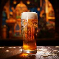 schön Aussicht von Bier im Glas generiert durch ai foto
