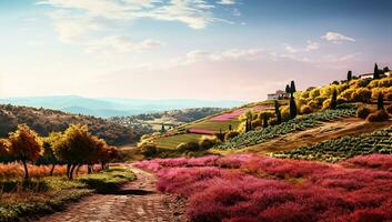 Herbst Landschaft im das Berge. ai generiert foto