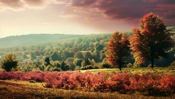 Herbst Landschaft im das Berge. ai generiert foto