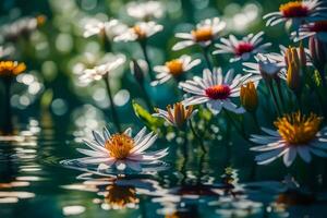 Sprossen auf Wasser enorm Rahmen erfasst der Natur Charme. Scharf unprätentiös Komponenten und unglaublich Bokeh Übernehmen Charme. kreativ Ressource, ai generiert foto