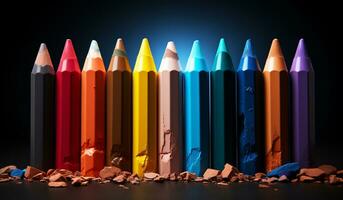 farbig Bleistifte n zurück zu Schule Konzept. ai generiert foto