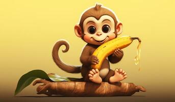süß Karikatur von ein Baby Affe zum Abbildungen zum Kinder. ai Generator foto