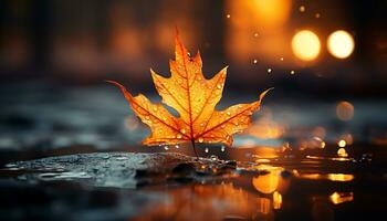 beschwingt Herbst Farben reflektieren im das still Wald Teich generiert durch ai foto