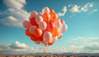 heiß Luft Ballon fliegend im das Blau Himmel, bringen Freude generiert durch ai foto