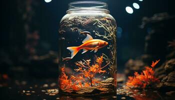 unter Wasser Natur Goldfisch Schwimmen im ein bunt Fisch Panzer generiert durch ai foto