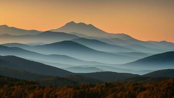 wunderbar Berg laufen. organisieren ein wunderbar Aussicht von hoch aufragend Berge Öffnung in das reinigen. ai generiert foto