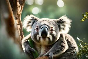 ein empfindlich Koala gefangen im wunderbar Eukalyptus Einstellungen. kreativ Ressource, ai generiert foto