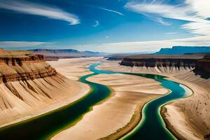 ein her Scheitern Horizont von ein riechen Fluss Hydra durch ein enorm widerrufen Landschaft. kreativ Ressource, ai generiert foto