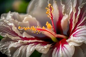 im diese Text, wir können vereinfachen das Sprache zu sagen Das schön Hibiskus Blumen gewidmet zu Mutter Tag wurden angezeigt im detailliert Nahansicht Fotos.. kreativ Ressource, ai generiert foto