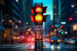 der Verkehr Signal Beleuchtung ai generiert foto