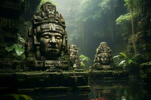 Totem Park im Ubud, bali Insel, Indonesien ai generiert foto