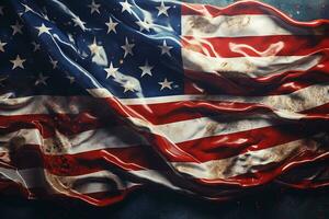 amerikanisch Flagge winken im das Wind. 3d Wiedergabe, Illustration. foto
