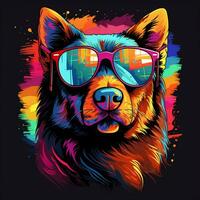 Porträt von ein Berner Berg Hund mit Sonnenbrille. Vektor Illustration. ai generiert foto