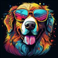 Porträt von ein Berner Berg Hund mit Sonnenbrille. Vektor Illustration. ai generiert foto