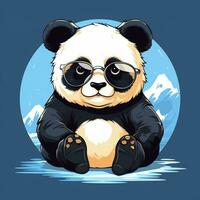 Panda Bär im ein Jacke und Brille. Vektor Illustration. ai generiert foto