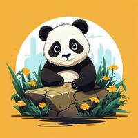 Panda Bär Vektor Illustration im Karikatur Stil Vektor Illustration ai generiert foto