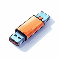 USB Blitz Fahrt isoliert auf Weiß Hintergrund. 3d Vektor Illustration. ai generiert foto