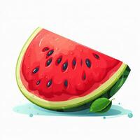 Scheibe von Wassermelone isoliert auf Weiß Hintergrund. Vektor Illustration. ai generiert foto