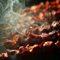 köstlich heiß würzig Schaschlik Kebab generativ ai foto
