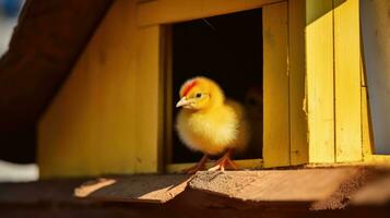 coop mit Gelb Küken. generativ ai foto