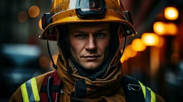 männlich Feuerwehrmann Foto. generativ ai foto