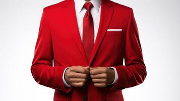 ein Mann im ein rot Anzug. generativ ai foto