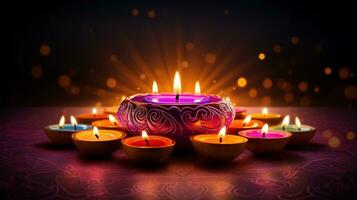 Kerze Licht und Bokeh Hintergrund feiern indisch Urlaub Diwali. ai generativ foto