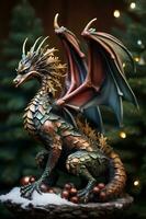 das Symbol von 2024 ist das Drachen. Statuette Drachen ai generativ. foto