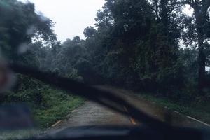 Straße in einem tropischen Wald, die Straße in den tropischen feuchten Wald foto