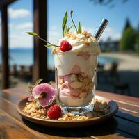 ai generiert Sommer- trinken kalt Milchshake Foto