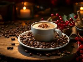 ai generiert Kaffee Kaffee Bohnen Hintergrund Foto