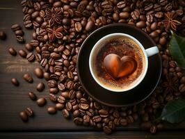 ai generiert Kaffee Kaffee Bohnen Hintergrund Foto