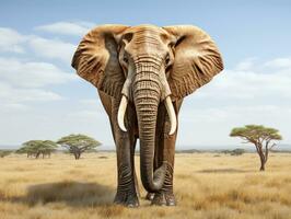 Elefant im das Wüste - - 3d machen Illustration mit Ausschnitt Pfad ai generativ foto