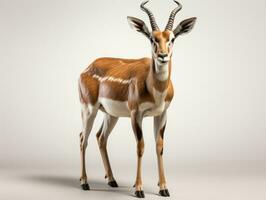 Antilope Gazelle isoliert auf ein Weiß Hintergrund. 3d machen ai generativ foto