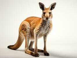 Porträt von ein rot Känguru auf ein Weiß Hintergrund. ai generativ foto