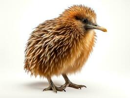 süß Baby Küken, Kiwi Vogel isoliert auf ein Weiß Hintergrund. 3d machen ai generativ foto