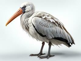 Weiß Storch auf ein grau Hintergrund. 3d Wiedergabe, Illustration. ai generativ foto